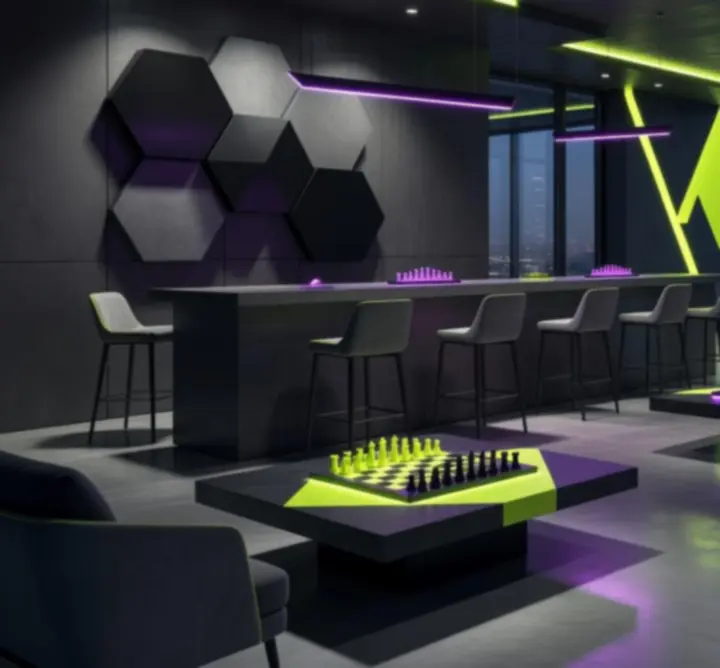 HOR-BUD PAWEŁ RAKOCY &mdash; urban lounge z neonowymi akcentami